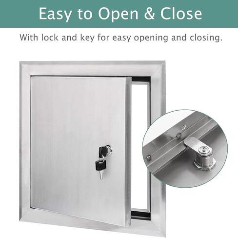 Stainless Steel Access Panel with Lock & Keys, Concealed Service Door for Electrical, Plumbing, HVAC Installations - Durable, Secure, Easy Access in Kuwait