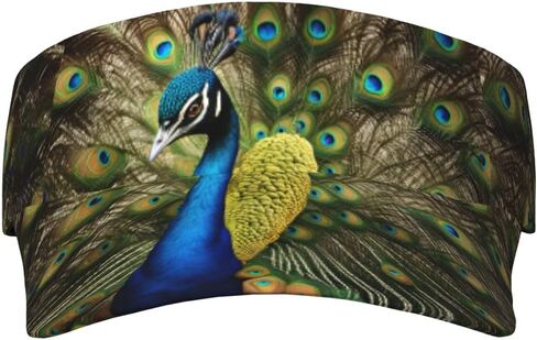Peacock Feather Print Foldable Sun Visor Hat Lightweight Adjustable Sun Visor Hat Outdoor Sports Cap for Adults Black in Kuwait