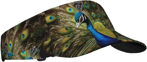 Peacock Feather Print Foldable Sun Visor Hat Lightweight Adjustable Sun Visor Hat Outdoor Sports Cap for Adults Black in Kuwait