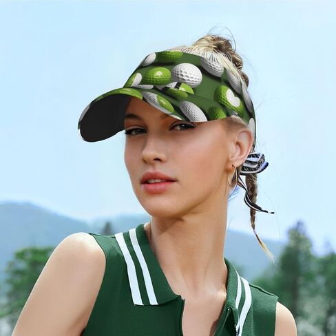 Golf Ball Print Foldable Sun Visor Hat Lightweight Adjustable Sun Visor Hat Outdoor Sports Cap for Adults Black in Kuwait