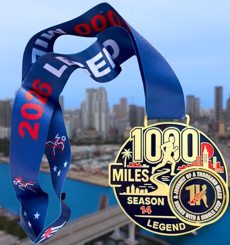 2026 1KRC '1000 Miles' Spinner Legends Medal | 1KRC | 1K Running Store in Kuwait