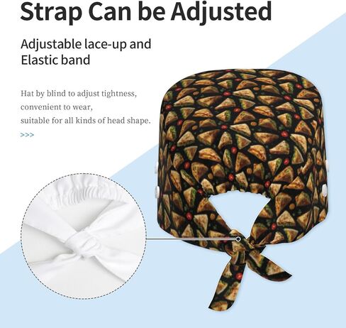 Tomato Mexican Tortilla A Print Scrub Caps Women Men, Adjustable Nurse Cap Surgical Caps Scrub Hats for Women Men, Working Cap with Buttons for Hanging Face Masks Black in Kuwait