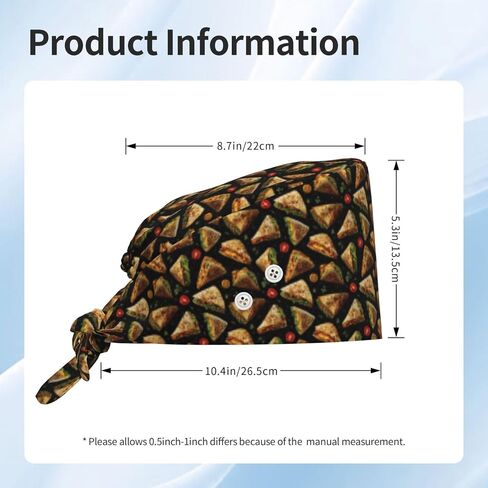 Tomato Mexican Tortilla A Print Scrub Caps Women Men, Adjustable Nurse Cap Surgical Caps Scrub Hats for Women Men, Working Cap with Buttons for Hanging Face Masks Black in Kuwait
