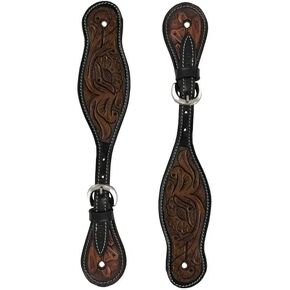 Tahoe Western Spur Straps with Hand Tooled Leather Flower Tooled Collection Unisex Pair in Kuwait