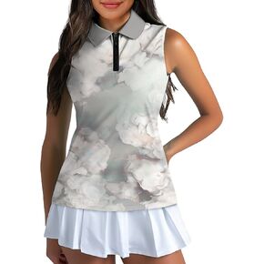 domirica Women's Graphic Golf Polo Shirt Sleeveless Zip Up Tennis Top Moisture Wicking Activewear Printed Athletic Clothing in Kuwait