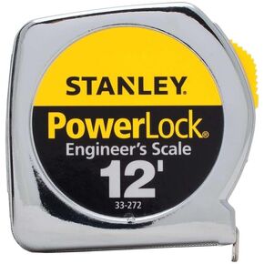 STANLEY PowerLock Tape Measure, Heavy-Duty, Engineer’s Scale with Metal Case, 12-Foot (33-272) in Kuwait