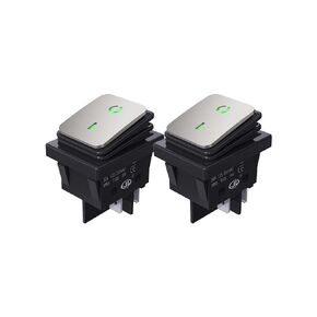 2PCS on Off 30A 250v Heavy Duty 4 pin t85 IP67 Sealed Waterproof Rocker Switch with led 12V 24V 110V 220V 380V Stainless Steel (Green, DC36V30A) in Kuwait