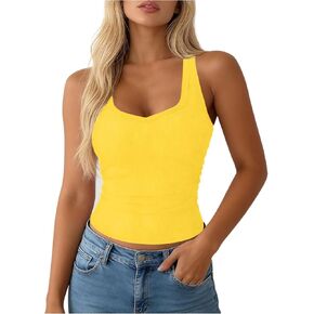 Beessbest Womens Summer Heart Neck Tank Tops Workout Ribbed Knit Tee Sleeveless Cropped Shirts Casual Slim Fit T Shirts in Kuwait
