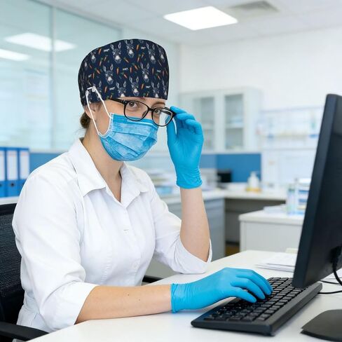 Smart Donkey Carrot Print Scrub Caps Women Men, Adjustable Nurse Cap Surgical Caps Scrub Hats for Women Men, Working Cap with Buttons for Hanging Face Masks Black in Kuwait