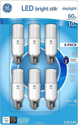 GE LED9LS-S6 LED Bright Stik 9W 5000K ضوء النهار 60W بديل 6 عبوات in Kuwait