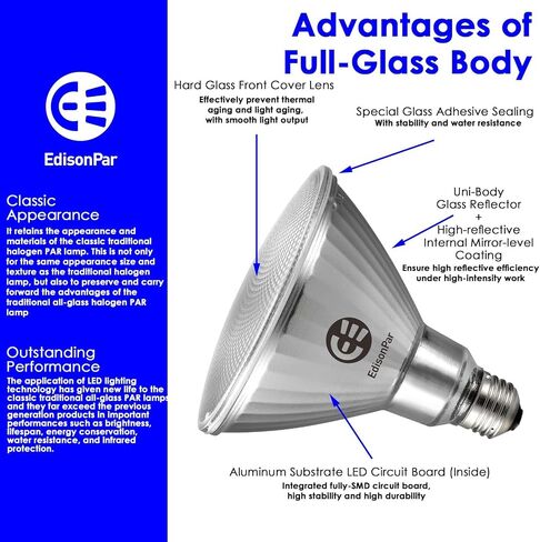 Full-Glass PAR38 LED Flood Light Bulbs Outdoor/Indoor Equivalent 300 Watt, 4000 Lumens Ultra Bright, Non-Dimmable Waterproof 5000K Daylight, 2-Pack in Kuwait