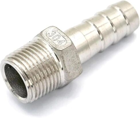 3/8" BSPT Male x 12mm Hose Barbed 304 Stainless Steel Pipe Fitting Hose tail Connector 230 PSI in Kuwait