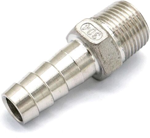 3/8" BSPT Male x 12mm Hose Barbed 304 Stainless Steel Pipe Fitting Hose tail Connector 230 PSI in Kuwait