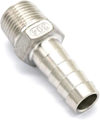 3/8" BSPT Male x 12mm Hose Barbed 304 Stainless Steel Pipe Fitting Hose tail Connector 230 PSI in Kuwait