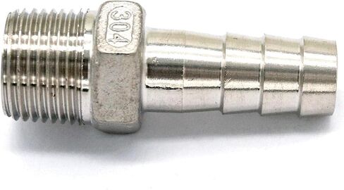 3/8" BSPT Male x 12mm Hose Barbed 304 Stainless Steel Pipe Fitting Hose tail Connector 230 PSI in Kuwait