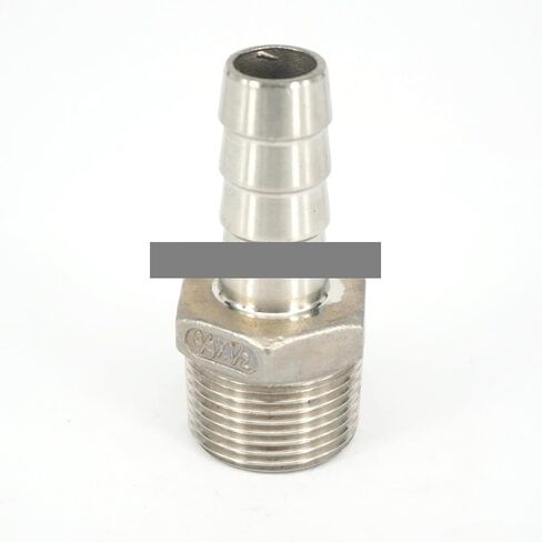 3/8" BSPT Male x 10mm Hose Barbed 304 Stainless Steel Pipe Fitting Hose tail Connector 230 PSI in Kuwait