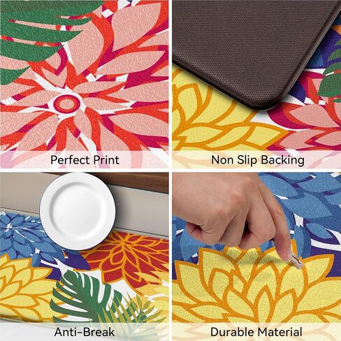 Arenarug Kitchen Mats for Floor 2PCS Cushioned Anti Fatigue Kitchen Mats Waterproof Non Slip Kitchen Mat Rug Set Comfort Foam Standing Mat for Sink, Laundry, Office,17.3" x 28" + 17.3" x 47", Colorful in Kuwait