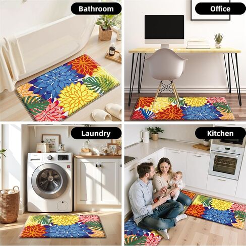 Arenarug Kitchen Mats for Floor 2PCS Cushioned Anti Fatigue Kitchen Mats Waterproof Non Slip Kitchen Mat Rug Set Comfort Foam Standing Mat for Sink, Laundry, Office,17.3" x 28" + 17.3" x 47", Colorful in Kuwait