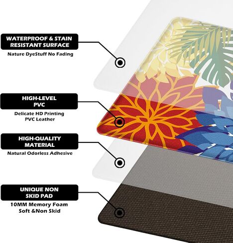 Arenarug Kitchen Mats for Floor 2PCS Cushioned Anti Fatigue Kitchen Mats Waterproof Non Slip Kitchen Mat Rug Set Comfort Foam Standing Mat for Sink, Laundry, Office,17.3" x 28" + 17.3" x 47", Colorful in Kuwait