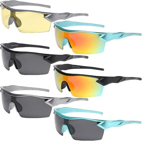 6-Pack HD Sports Sunglasses for Men and Women, UV400 Anti-Glare Protection Sports Glasses for Mountain Climbin Cycling in Kuwait