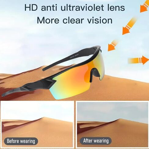6-Pack HD Sports Sunglasses for Men and Women, UV400 Anti-Glare Protection Sports Glasses for Mountain Climbin Cycling in Kuwait