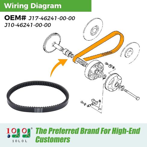 10L0L Golf Cart Clutch Drive Belt for Yamaha G1 G3 2 Cycle Gas Models 1978-1989,OEM# J10-46241-00-00, J17-46241-00-00 in Kuwait