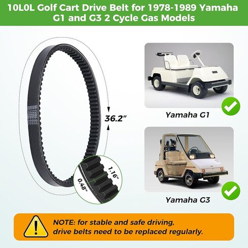 10L0L Golf Cart Clutch Drive Belt for Yamaha G1 G3 2 Cycle Gas Models 1978-1989,OEM# J10-46241-00-00, J17-46241-00-00 in Kuwait
