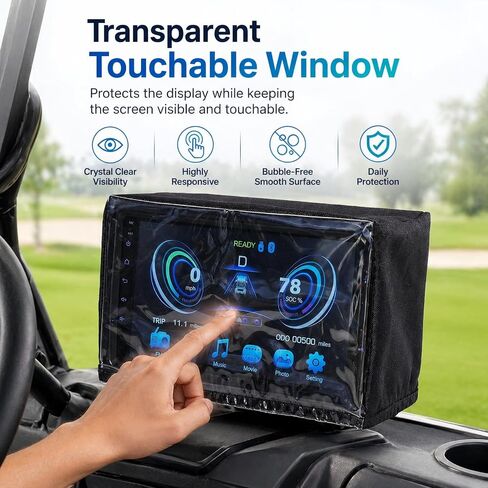 Golf Cart Touchscreen Cover, Clear Touchable Waterproof Screen Protector Compatible with Evolution & Denago, Golf Cart Accessories Dustproof Sun Heat Shield, Elastic Opening in Kuwait