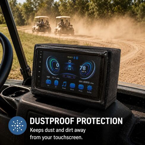 Golf Cart Touchscreen Cover, Clear Touchable Waterproof Screen Protector Compatible with Evolution & Denago, Golf Cart Accessories Dustproof Sun Heat Shield, Elastic Opening in Kuwait