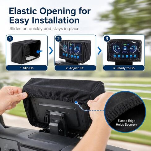 Golf Cart Touchscreen Cover, Clear Touchable Waterproof Screen Protector Compatible with Evolution & Denago, Golf Cart Accessories Dustproof Sun Heat Shield, Elastic Opening in Kuwait