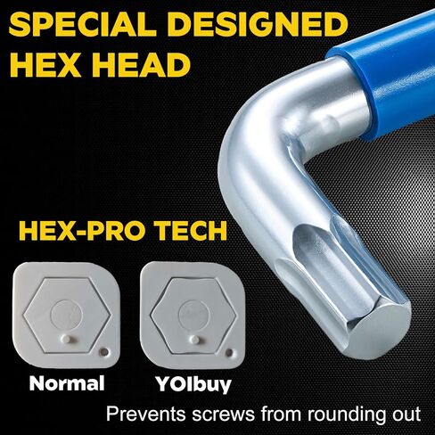 YOIbuy PRO Hex Key Wrench Set, 9-Piece Metric Allen Wrench Set, 1.5-10MM, SK2 Steel, Anti-Slip Ball End, Long Arm, Color-Coded, HEX-PRO Tech, for Mechanical Equipment, Vehicle, and Bicycle Repairs in Kuwait