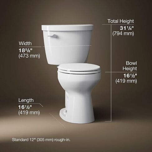 KOHLER Cimarron Comfort Height مرحاض بارتفاع كرسي من قطعتين أمامي مستدير 1.6 gpf in Kuwait