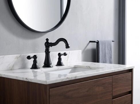 Two Handle Bathroom Sink Faucet Matte Black 3 Hole with Pop up Drain,High Arc Lavatory 8 Inch Widespread Bathroom Faucet,F-8805P-MT in Kuwait