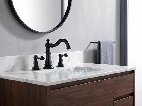 Two Handle Bathroom Sink Faucet Matte Black 3 Hole with Pop up Drain,High Arc Lavatory 8 Inch Widespread Bathroom Faucet,F-8805P-MT in Kuwait