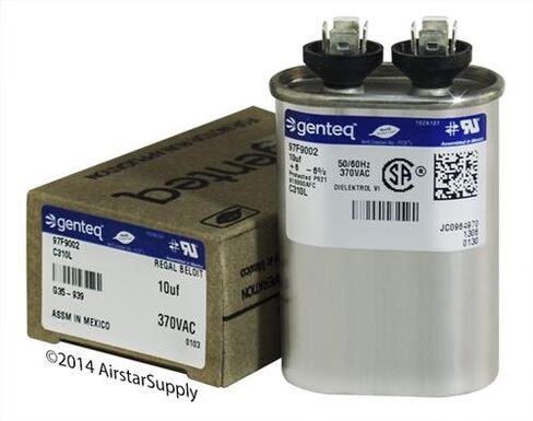 Aerovox Z50S3710M - 10 uF MFD x 370 VAC Genteq Replacement Capacitor Oval # C310L / 97F9002 in Kuwait