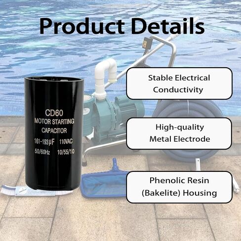 مكثف بدء تشغيل المحرك الدائري CD60 161-193 فائق التوهج لمضخة Hayward Super، 50/60 هرتز لمحرك مضخة حمام السباحة الذي يبدأ تشغيل مضخات Max Flo 0.75 حصان، 1.0 حصان، 1.5 حصان. يستخدم على كلا المحركين 110 فولت in Kuwait