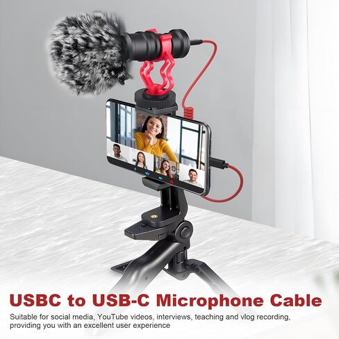 كابل ميكروفون USB C إلى C SC16 SC22 متوافق مع Rode Wireless GO 2/Pro/ME، VideoMic GO II، لـ Hollyland Lark M1/ M2/ MAX/ 150/ MAX Duo DAC سلك ملفوف لهاتف iPhone 15، McBook، الكمبيوتر الشخصي in Kuwait