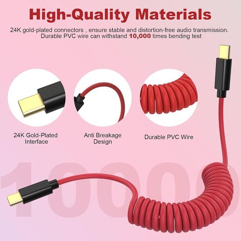 كابل ميكروفون USB C إلى C SC16 SC22 متوافق مع Rode Wireless GO 2/Pro/ME، VideoMic GO II، لـ Hollyland Lark M1/ M2/ MAX/ 150/ MAX Duo DAC سلك ملفوف لهاتف iPhone 15، McBook، الكمبيوتر الشخصي in Kuwait