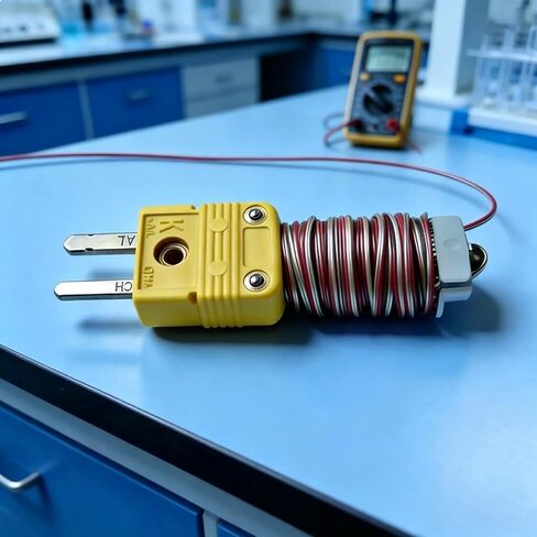 Type K Thermocouple Probe Teflon Wire 79in 2.19yd Temp -30°F to 500°F | Wire-Wound Standard K Type Connector, Accurate Temp Readings, Ready-to-Use for Kiln Furnace Lab Industrial Temp Monitoring in Saudi Arabia