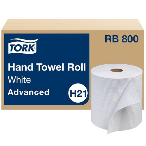 Tork Paper Hand Towel Roll White H21, Advanced, 100% Recycled Fiber, 6 rolls x 800 ft, RB800 in Kuwait