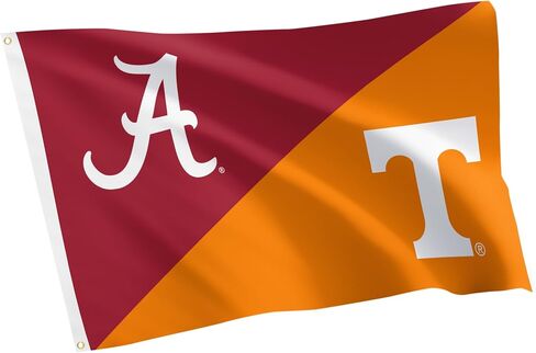 Desert Cactus Alabama x Tennessee Flag - 3 x 5 Feet UA Crimson Tide x UT Vols Banner, Indoor/Outdoor Durable Fabric, 100% Polyester (House Rivals) in Kuwait