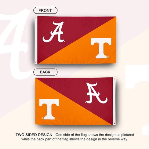 Desert Cactus Alabama x Tennessee Flag - 3 x 5 Feet UA Crimson Tide x UT Vols Banner, Indoor/Outdoor Durable Fabric, 100% Polyester (House Rivals) in Kuwait