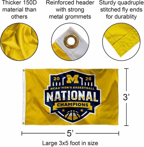 Michigan Team University Wolverines 2026 Basketball National Champions Flag 3x5 Banner in Kuwait