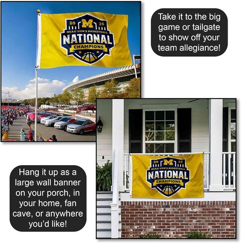 Michigan Team University Wolverines 2026 Basketball National Champions Flag 3x5 Banner in Kuwait