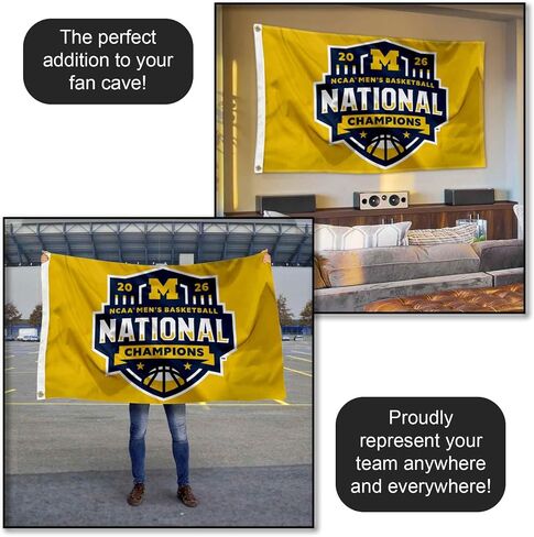 Michigan Team University Wolverines 2026 Basketball National Champions Flag 3x5 Banner in Kuwait