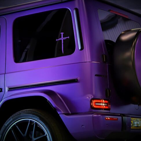 Cross with Nails Decal Vinyl Sticker Auto Car Truck Wall Laptop | Purple | 4" x 6" in Kuwait