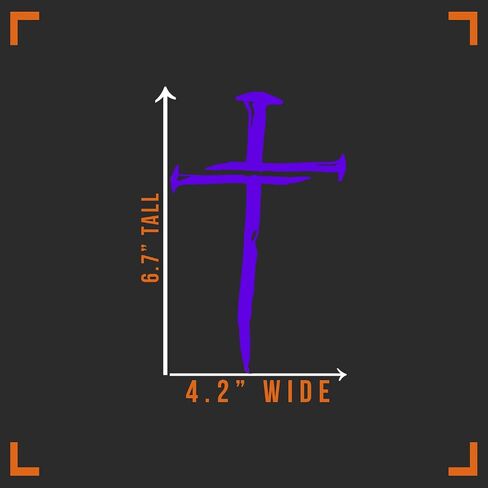 Cross with Nails Decal Vinyl Sticker Auto Car Truck Wall Laptop | Purple | 4" x 6" in Kuwait