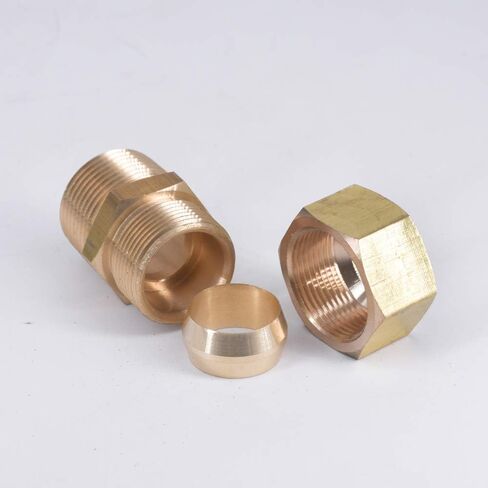 3/4" NPT Male Fit 3/4" OD 19mm Tube Compression Union Brass Fitting Connector Propane Water Gas Air Oil Fuel Hydaulic Pneumatic in Saudi Arabia