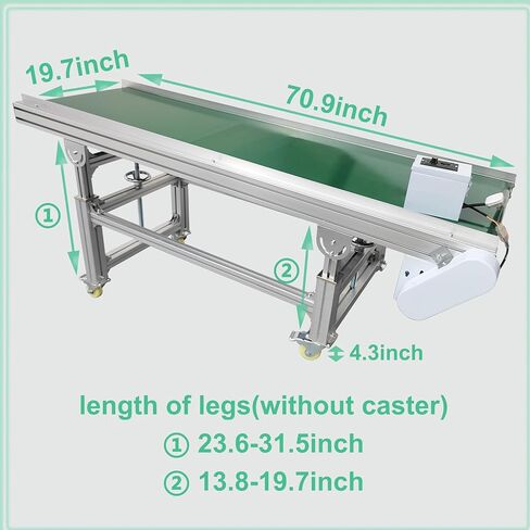TECHTONGDA PVC حزام منحدر الناقل الألومنيوم ناقل النقل الصناعي قابل للتعديل سرعة قابل للتعديل ارتفاع الحزام الناقل طول 70.9 بوصة عرض الحزام 19.7 بوصة تحميل 66-88LBS in Kuwait