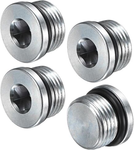 M METERXITY 4-Pack 7 / 8-14UNF قابس تركيب الأنابيب ذات الرأس السداسي الداخلي، قابس مقبس مستشعر من الفولاذ الكربوني مع حلقة دائرية لختم نهايات الأنابيب / غسالة الضغط العالي، برغي الختم in Kuwait